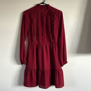 J. Crew Mercantile red dress ruffle hem button down top